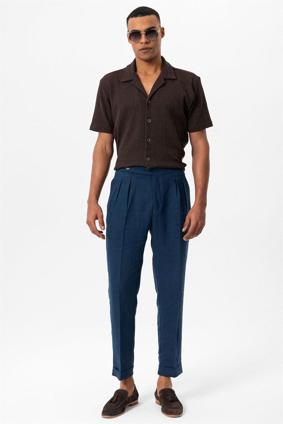 قميص رجالي منقوش بياقة Apaş