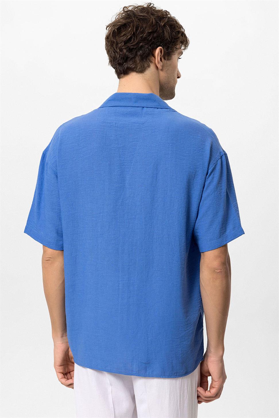 قميص رجالي بأكمام قصيرة وكبير الحجم بياقة Apaş