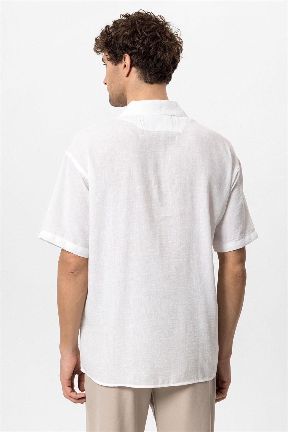 قميص رجالي بأكمام قصيرة وكبير الحجم بياقة Apaş