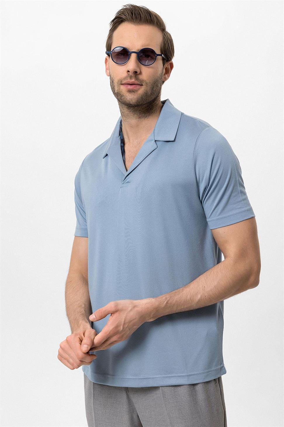 تي شيرت رجالي بياقة Apaş بقصة عادية