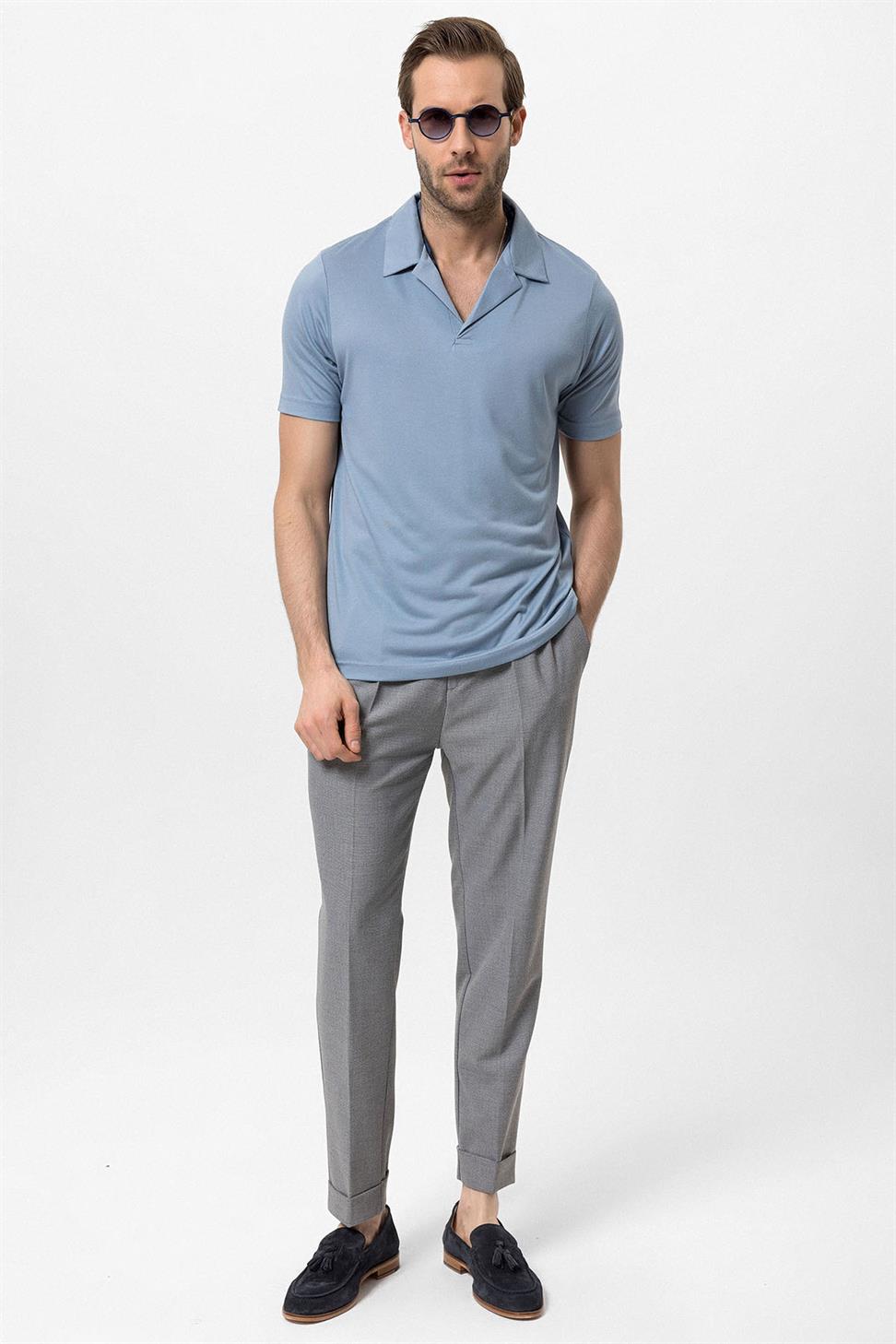 تي شيرت رجالي بياقة Apaş بقصة عادية