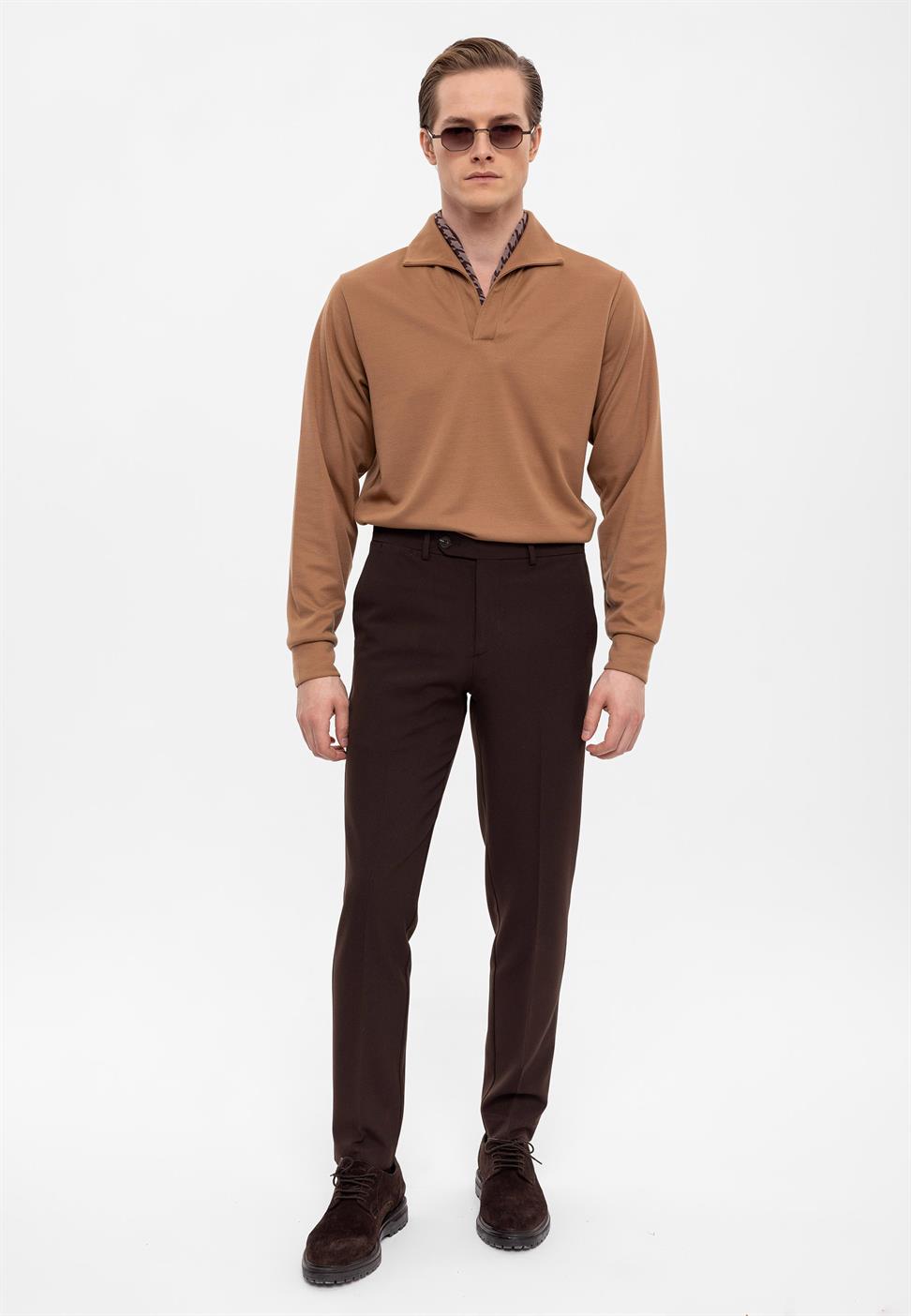 سترة Apaş بياقة عادية وأكمام طويلة