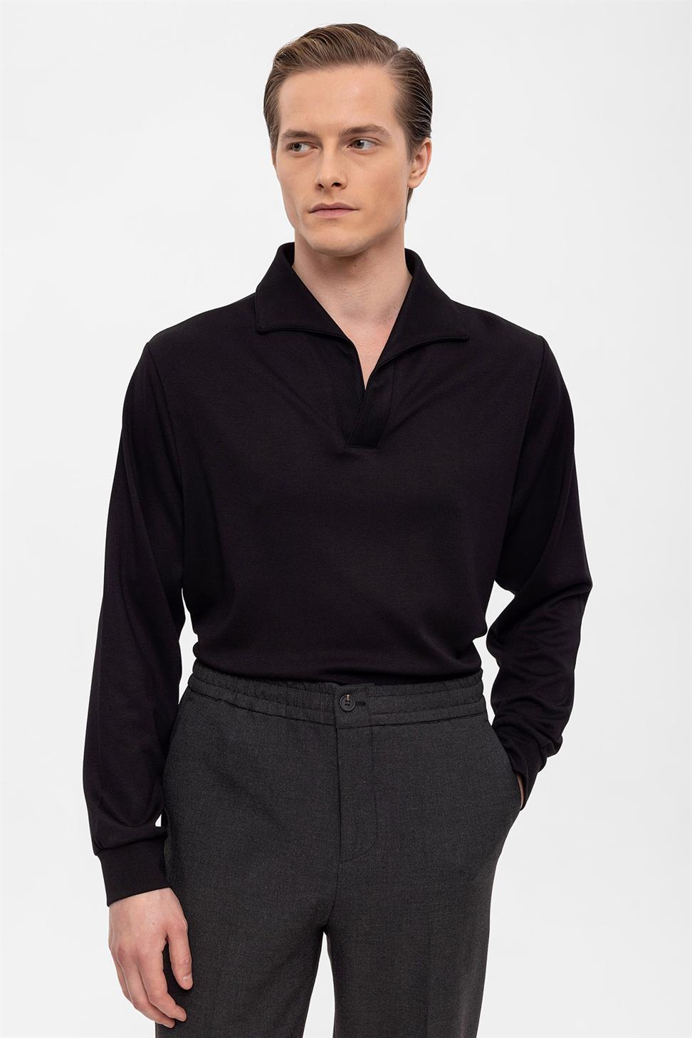 سترة Apaş بياقة عادية وأكمام طويلة