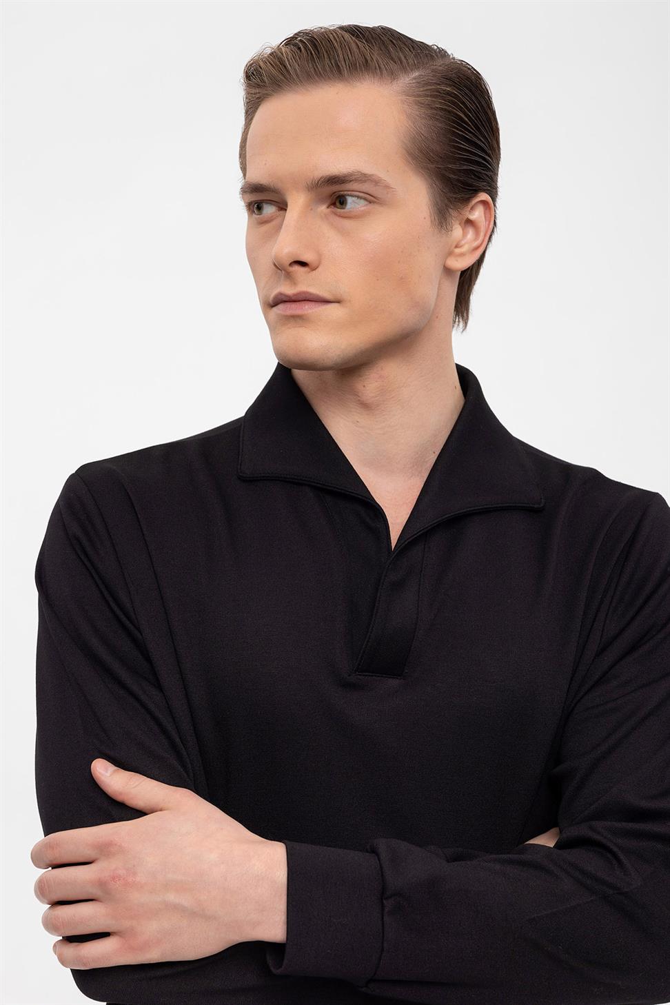 سترة Apaş بياقة عادية وأكمام طويلة