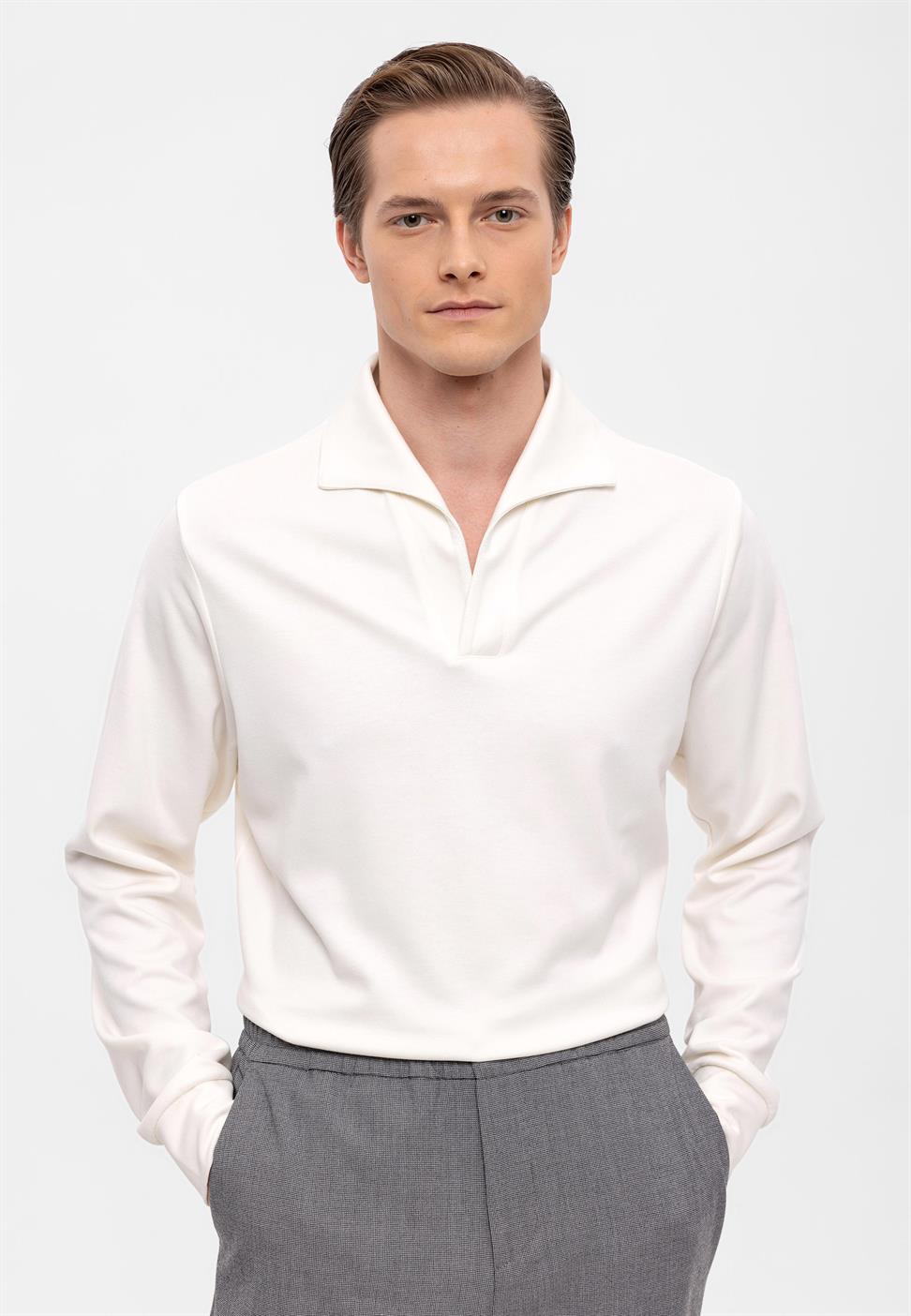 سترة Apaş بياقة عادية وأكمام طويلة