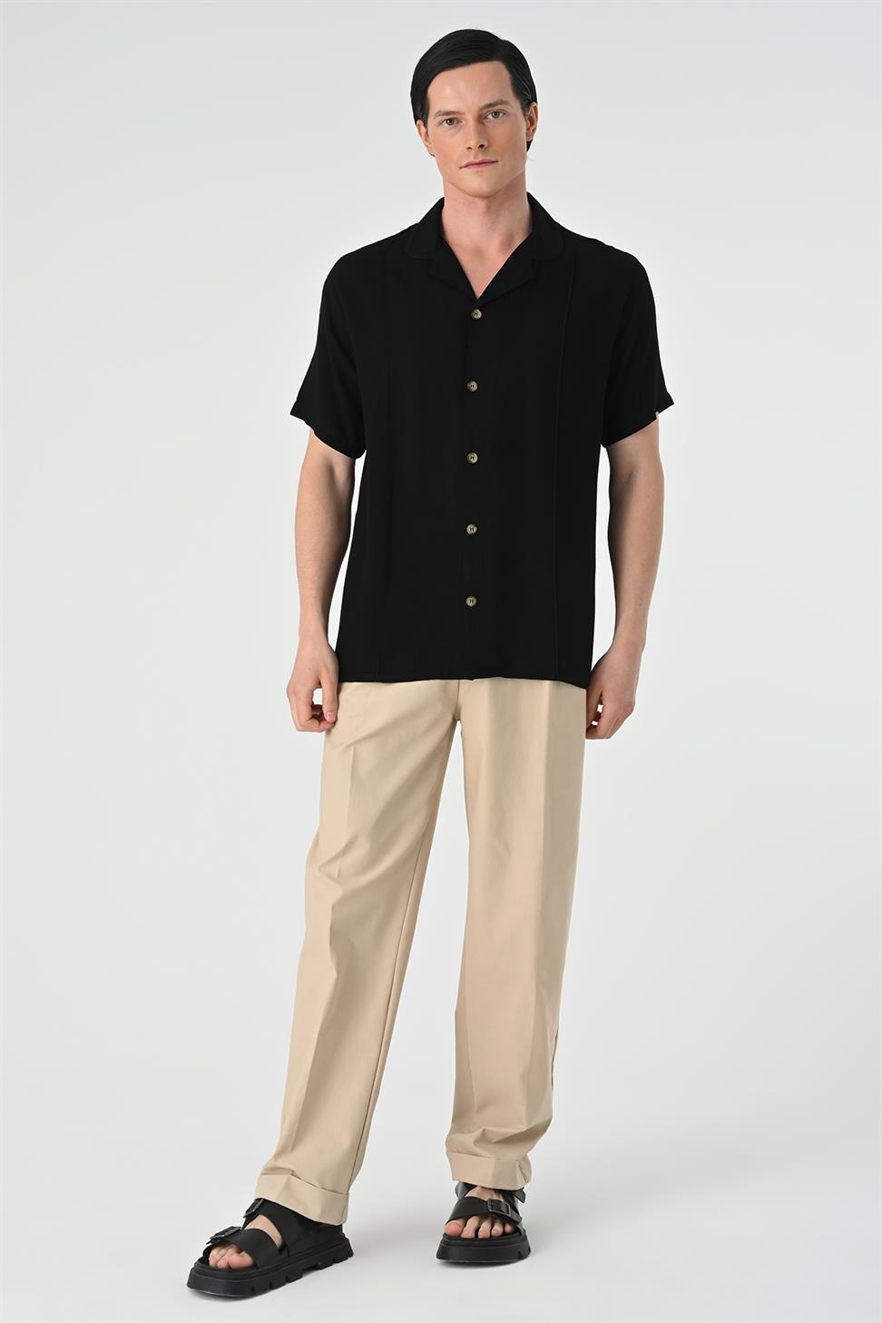 Apaş الياقة شريطية قميص مفصل للرجال