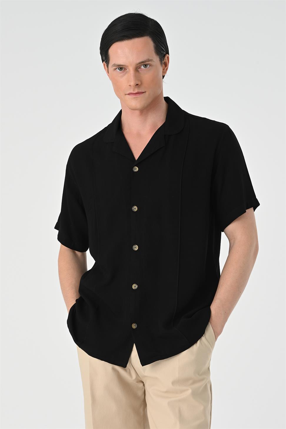 Apaş الياقة شريطية قميص مفصل للرجال