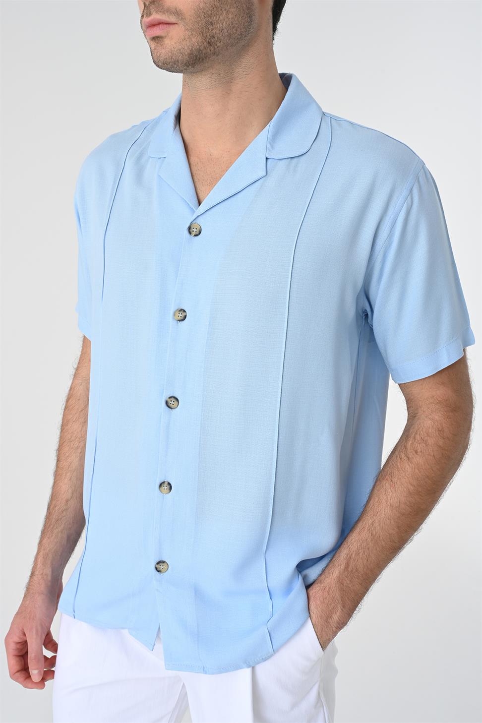 Apaş الياقة شريطية قميص مفصل للرجال