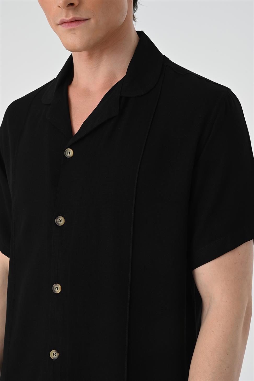 Apaş الياقة شريطية قميص مفصل للرجال