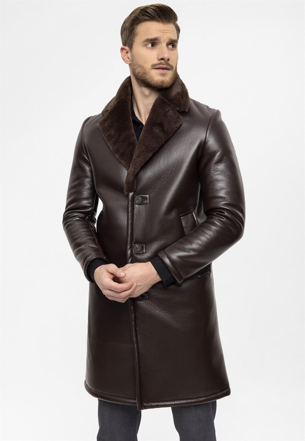 بطانة معطف جلد صناعي مفصل للرجال