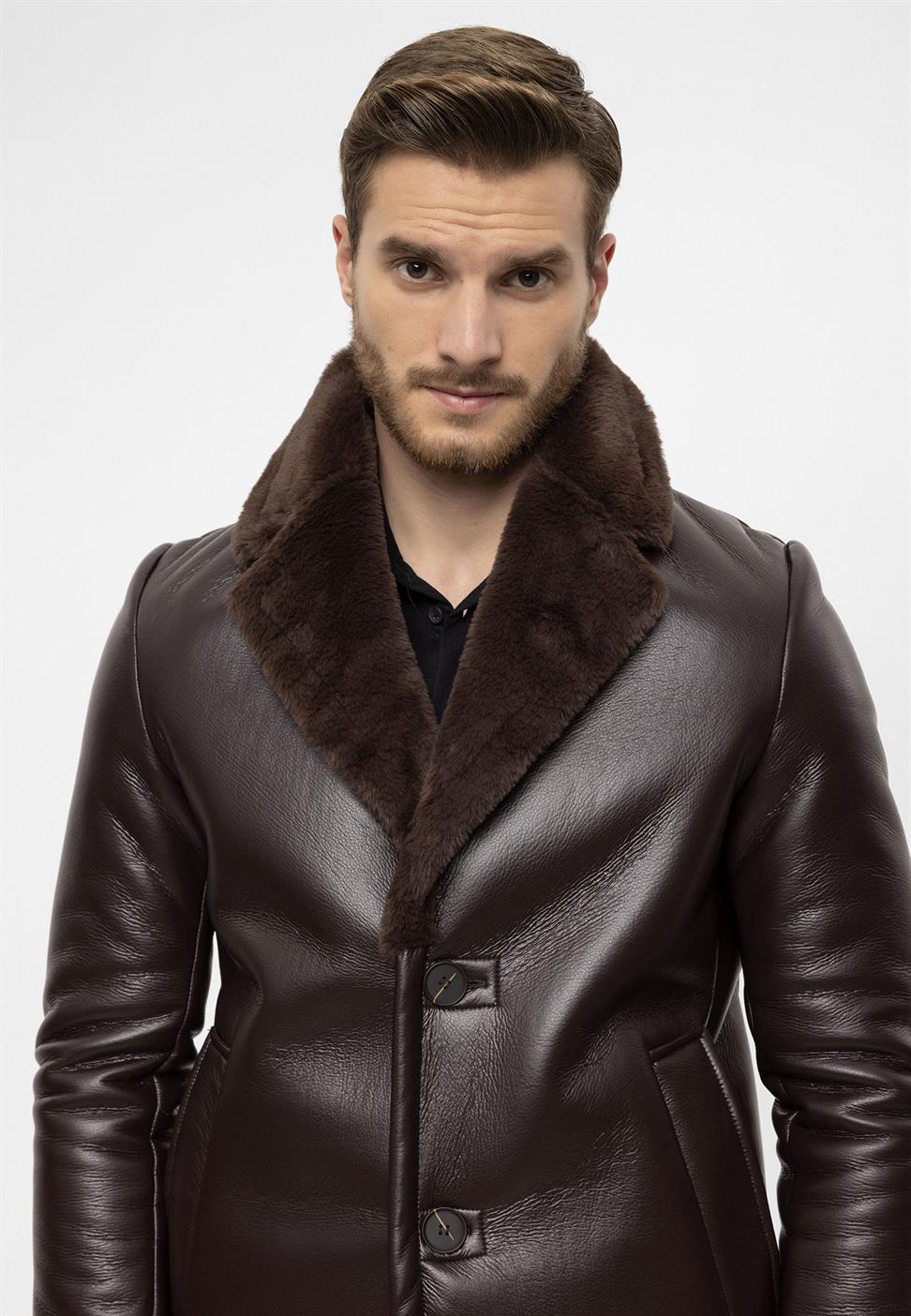 بطانة معطف جلد صناعي مفصل للرجال