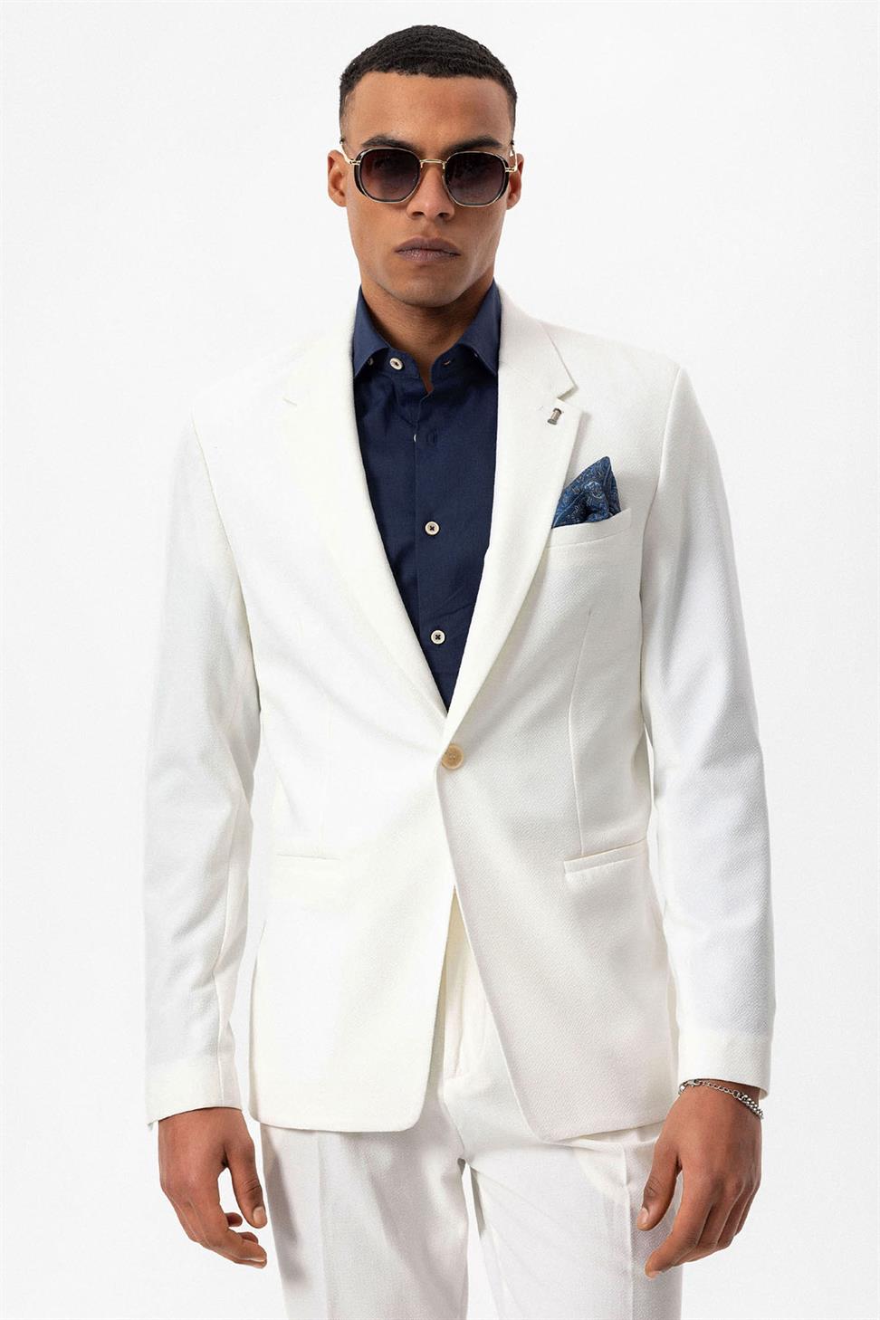 سترة بليزر للرجال غير مبطنة بزر واحد