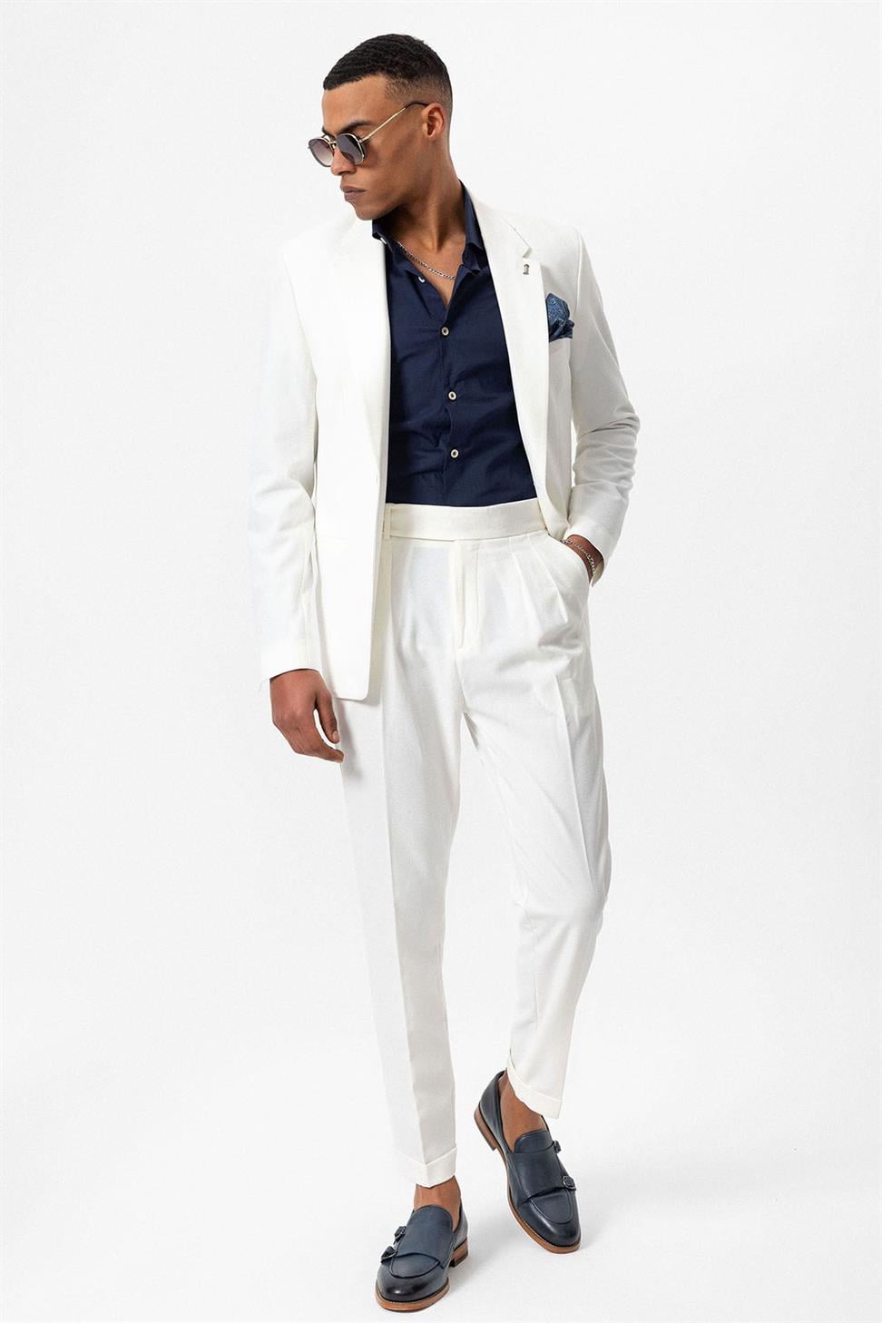 سترة بليزر للرجال غير مبطنة بزر واحد