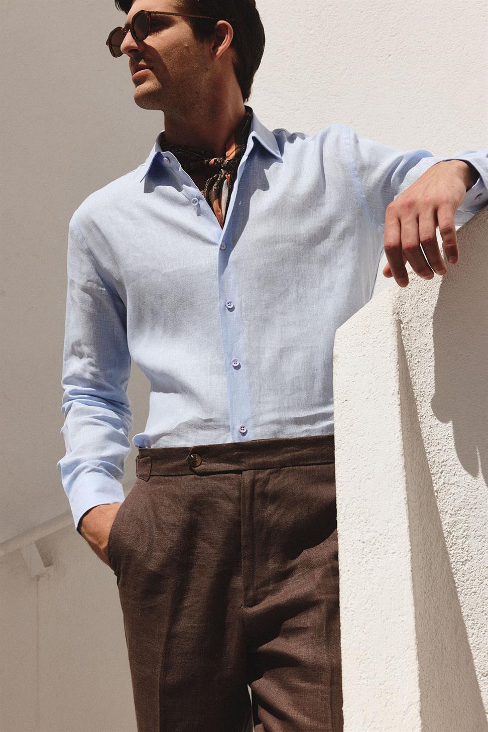 100% Linen Comfort Fit Mens Shirt