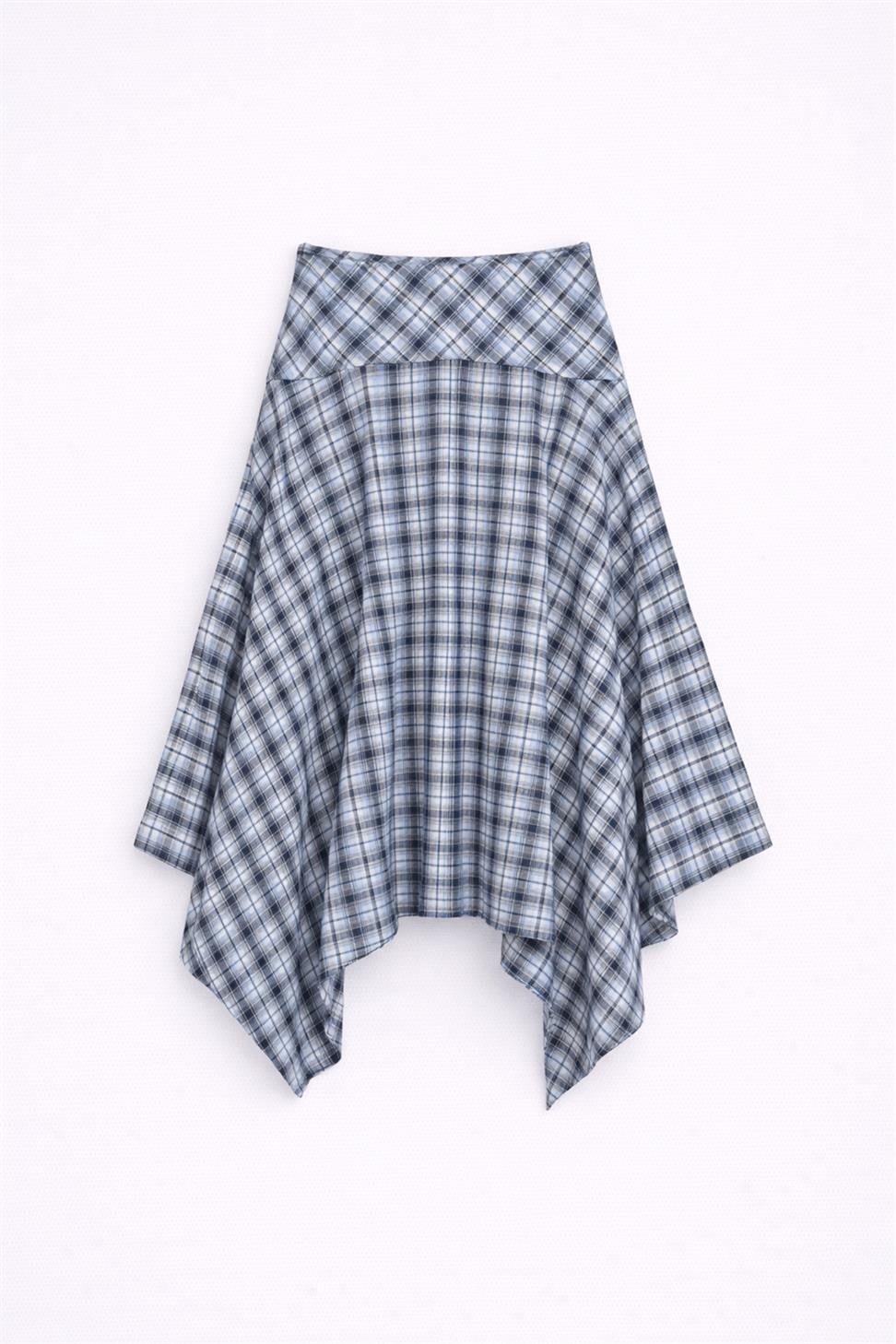 Womens Asymmetrical Plaid Skirt