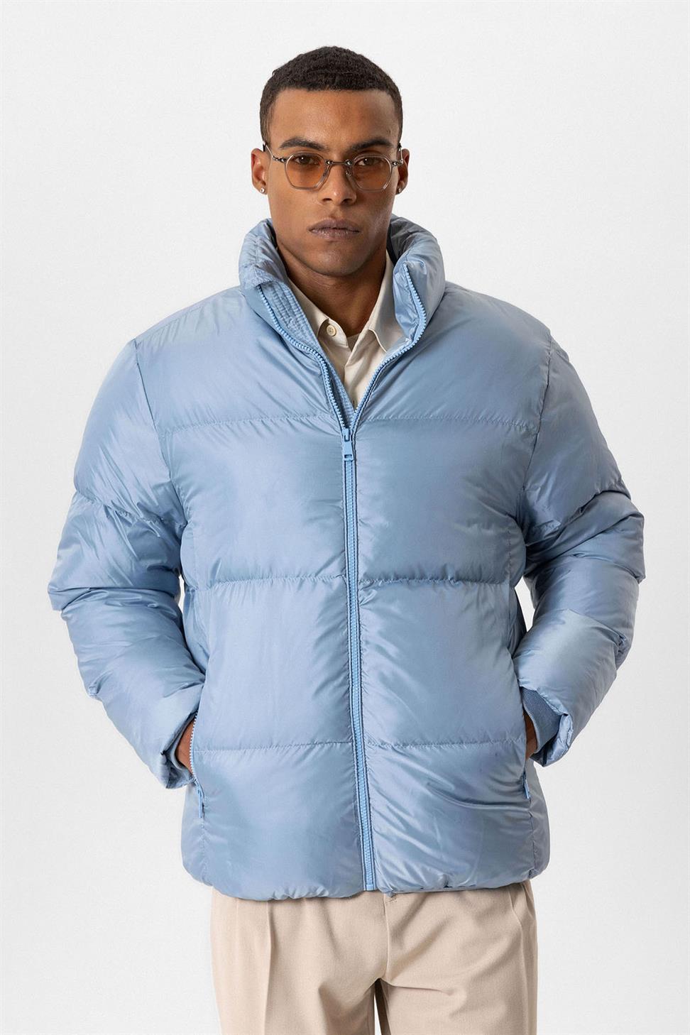 Antioch Bebe Mavi Dik Yaka Kauçuk Şişme Mont