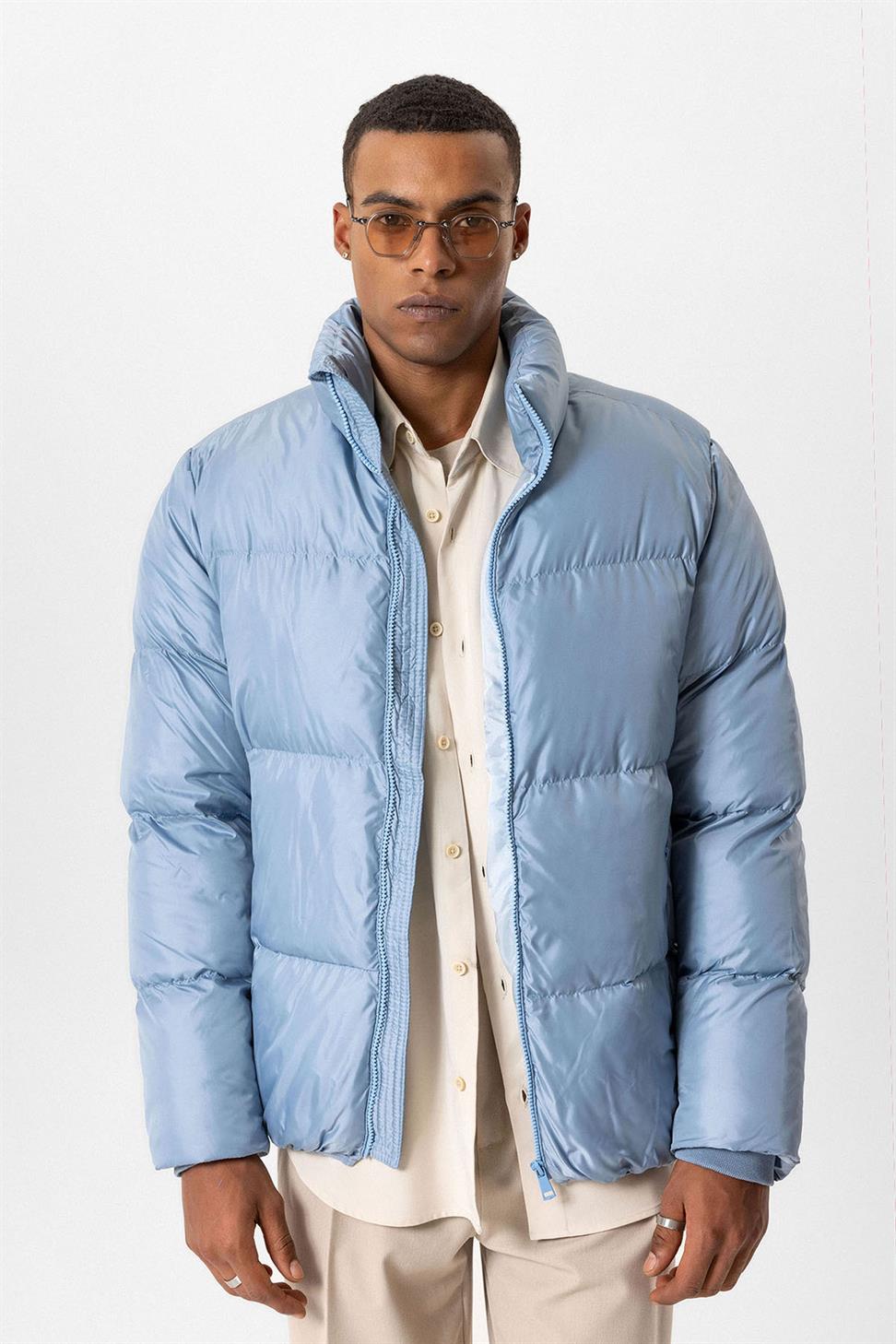 Antioch Bebe Mavi Dik Yaka Kauçuk Şişme Mont