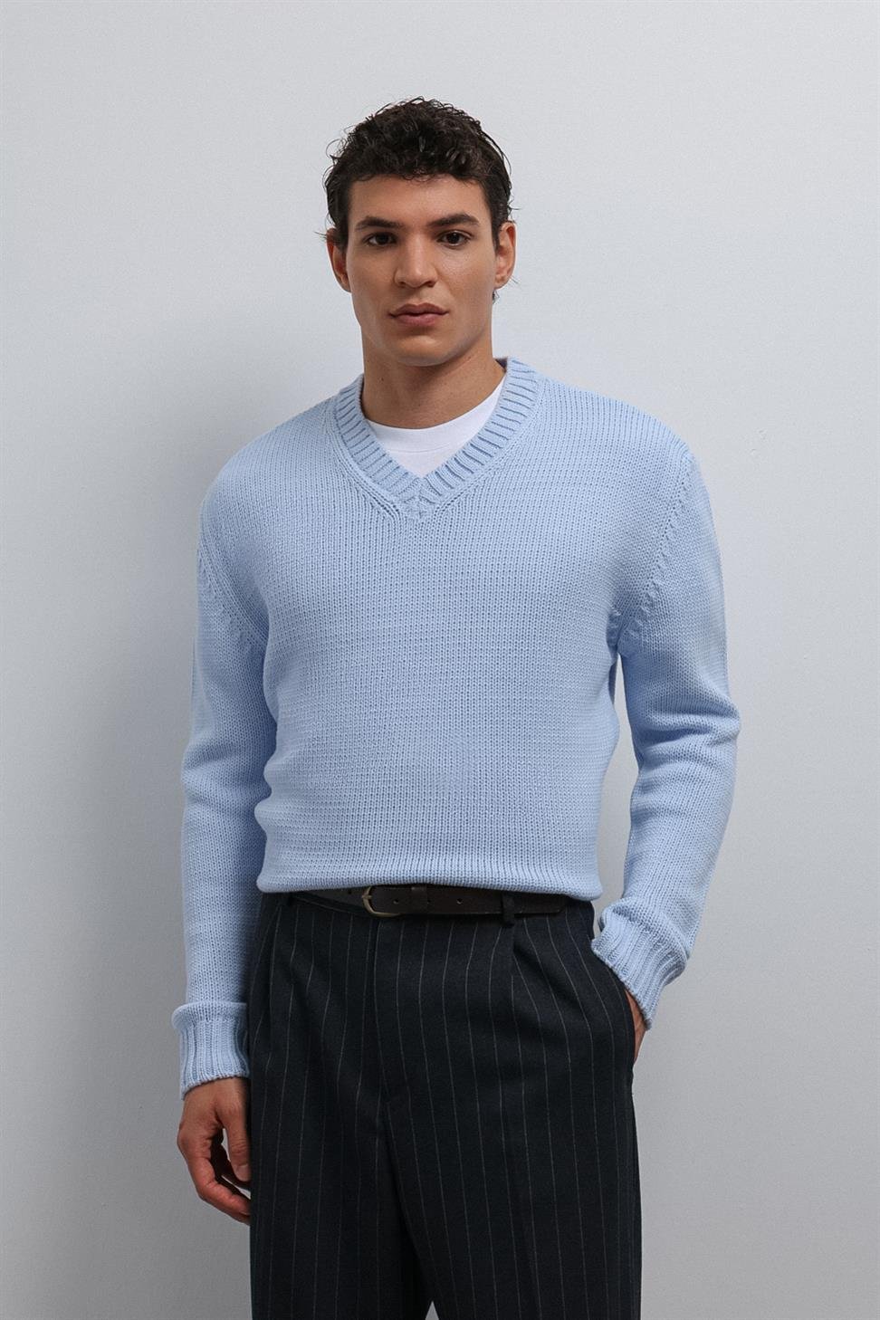 Antioch Bebe Mavi Dokulu V Yaka Erkek Kazak