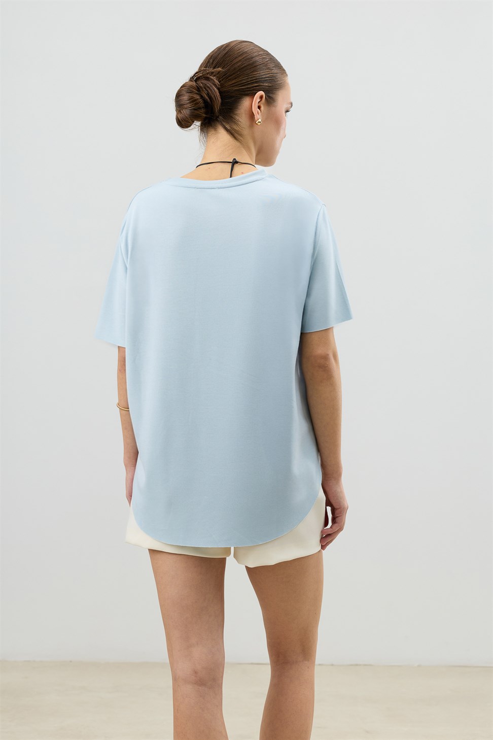Antioch Bebe Mavi Dökümlü Kadın T-Shirt
