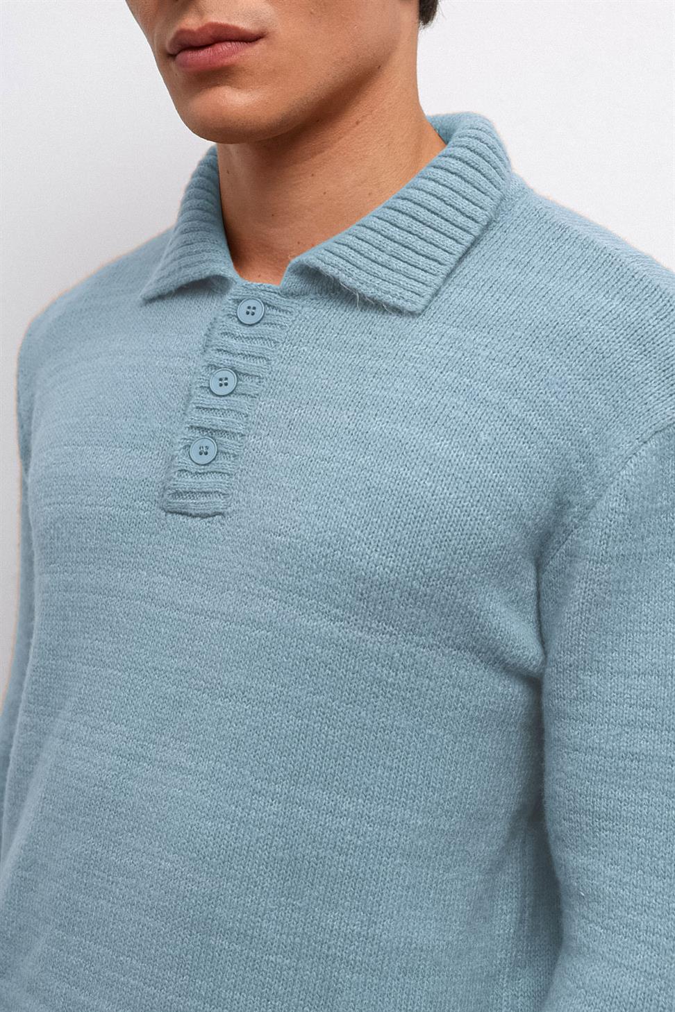 Antioch Bebe Mavi Düğmeli Yaka Erkek Kazak