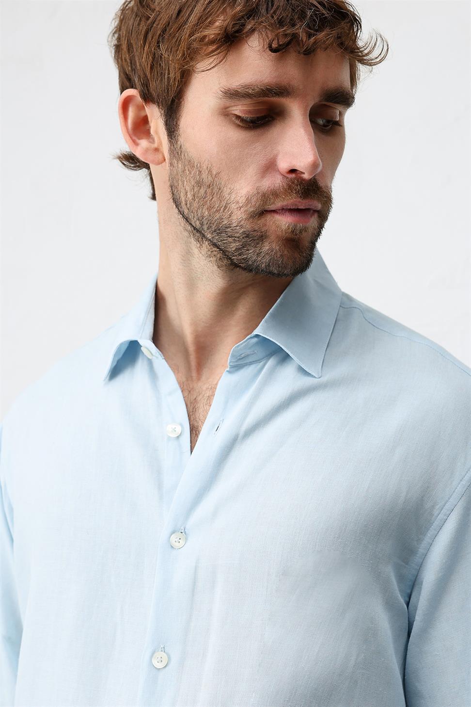 Relax Fit Mens Shirt with Linen Blend