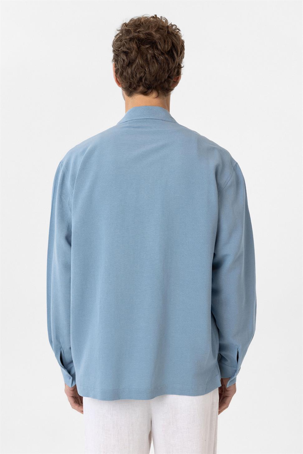 Relaxed Mens Shirt with Linen Blend