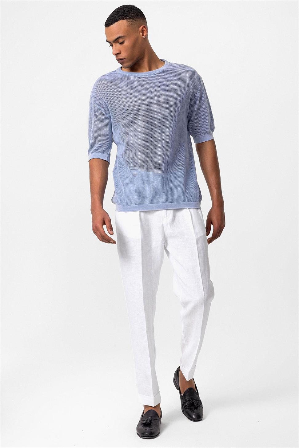 Antioch Bebe Mavi Oversize Ajurlu Erkek T-Shirt