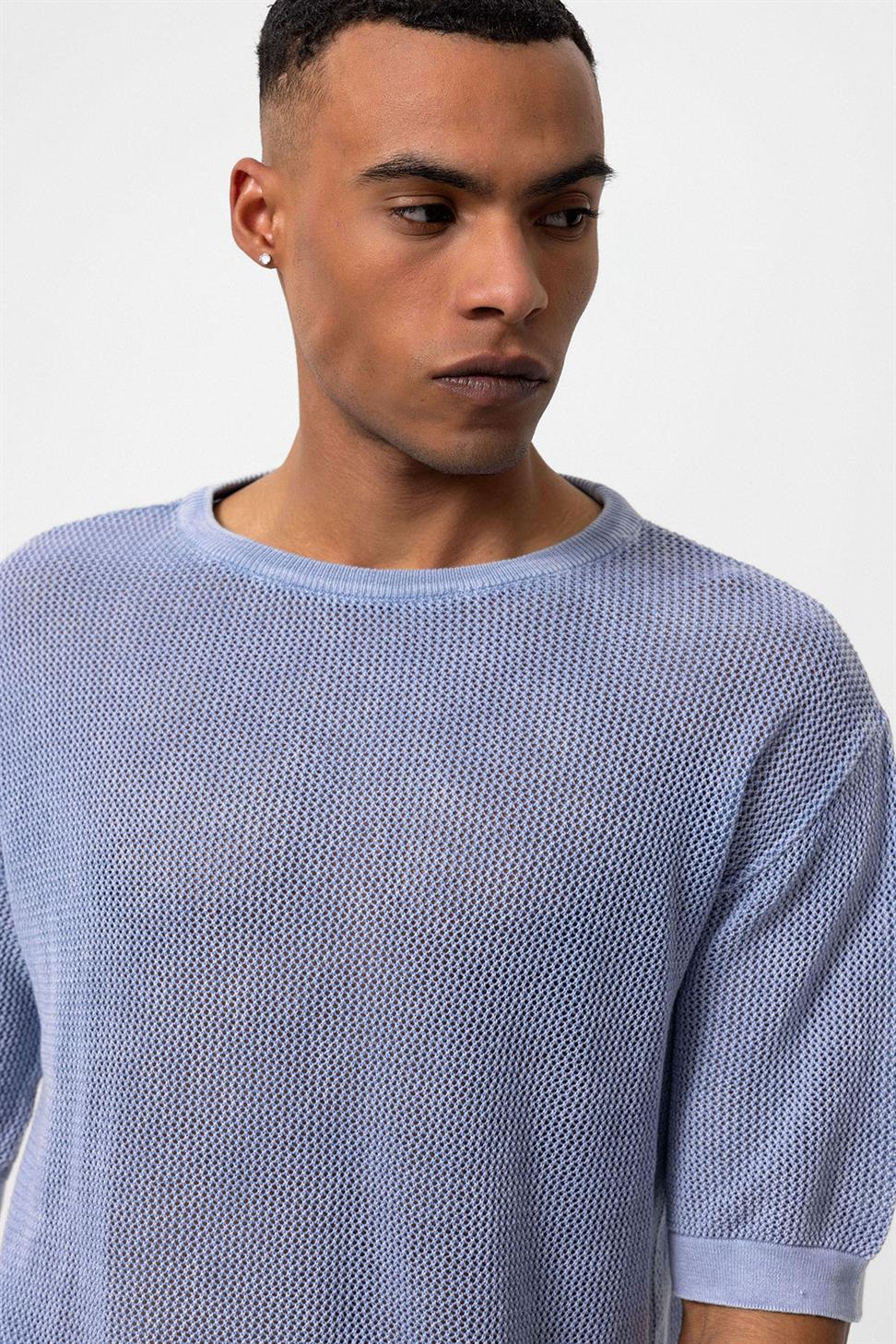 Antioch Bebe Mavi Oversize Ajurlu Erkek T-Shirt