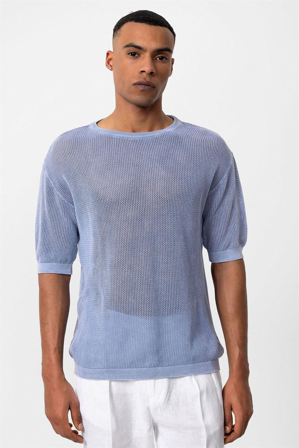 Antioch Bebe Mavi Oversize Ajurlu Erkek T-Shirt