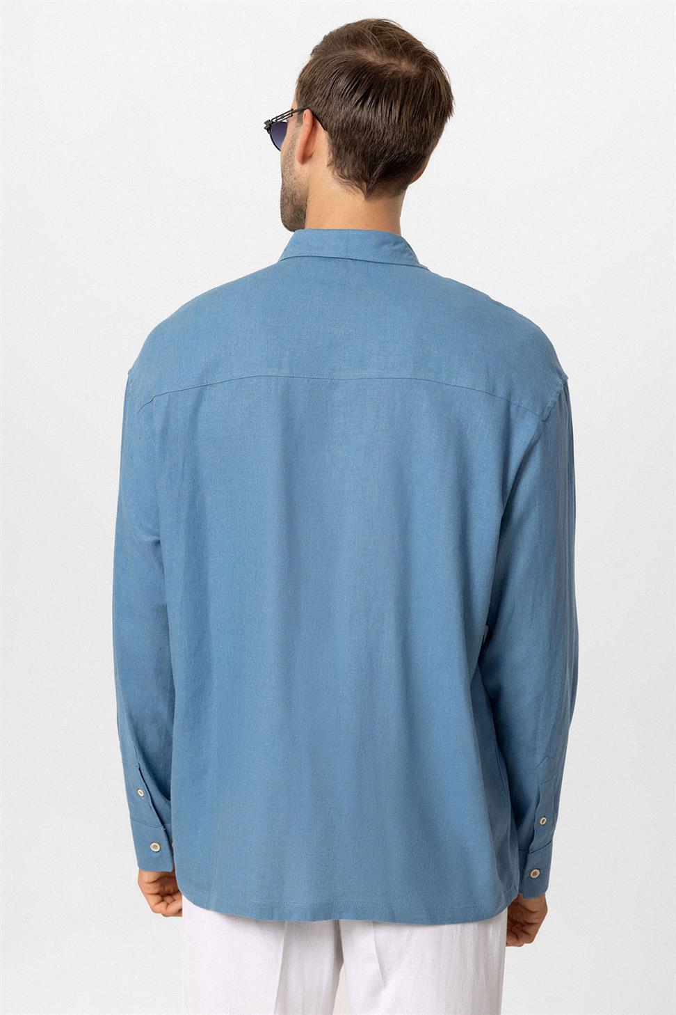 قميص رجالي بأكمام طويلة مكشوف الأكمام