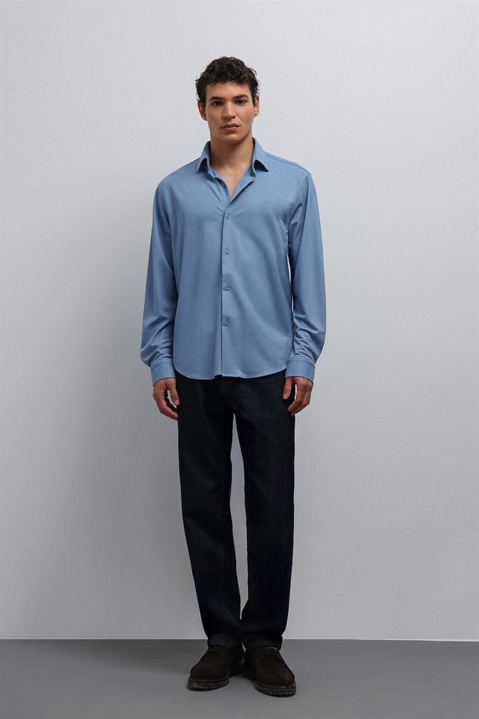 Antioch Bebe Mavi Relax Fit Erkek Gömlek