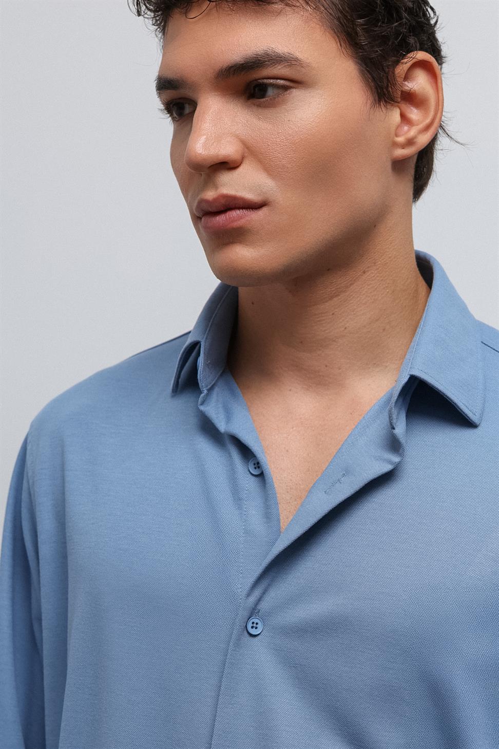Antioch Bebe Mavi Relax Fit Erkek Gömlek