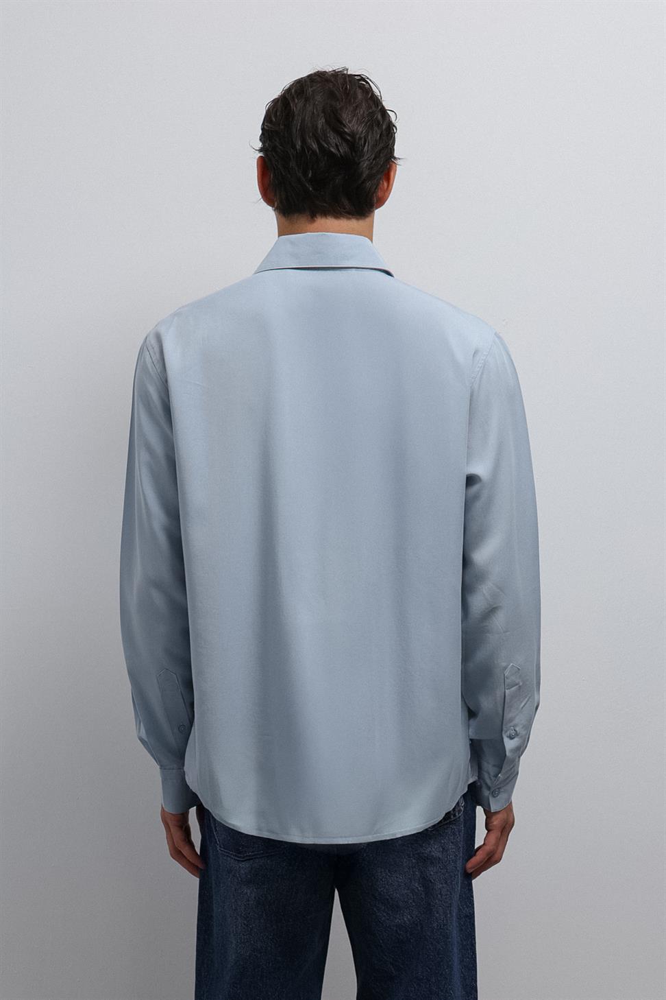 Antioch Bebe Mavi Teknik Regular Fit Erkek Gömlek