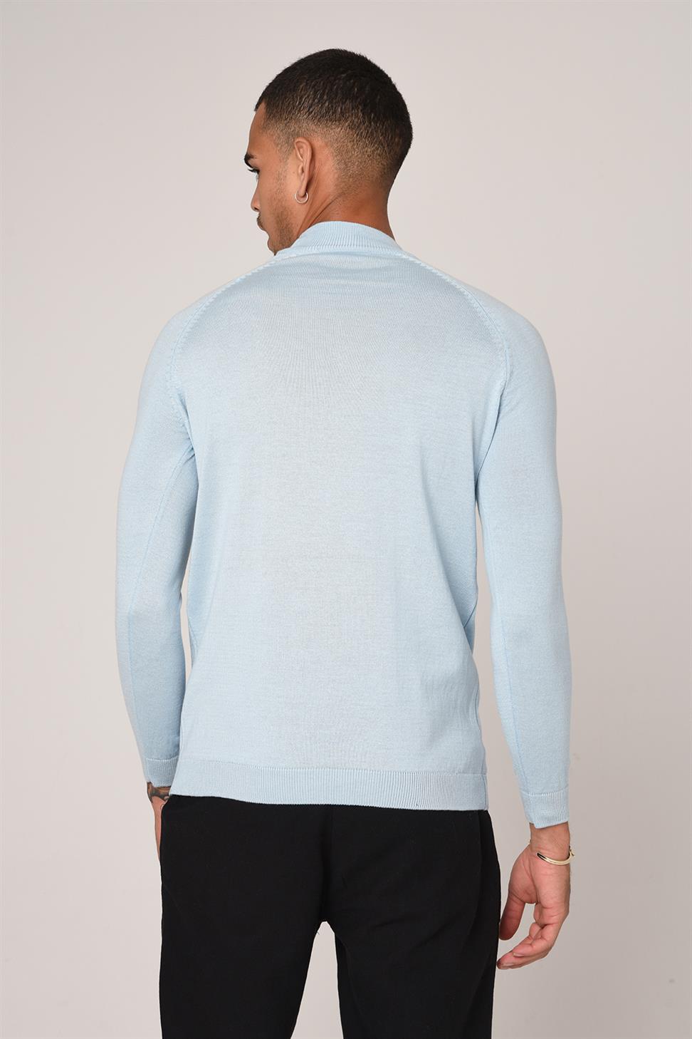 Antioch Bebe Mavi Yarım Balıkçı Yaka Slim Fit Triko Kazak