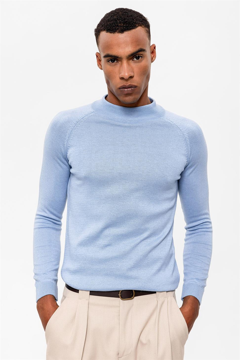 Antioch Bebe Mavi Yarım Boğazlı Erkek Triko