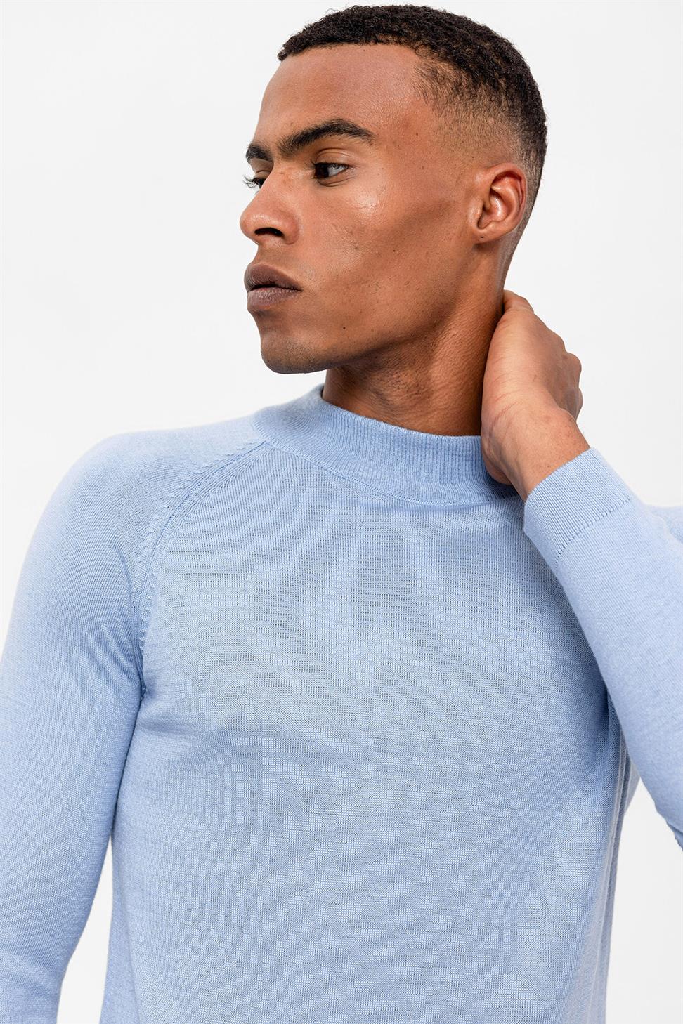 Antioch Bebe Mavi Yarım Boğazlı Erkek Triko