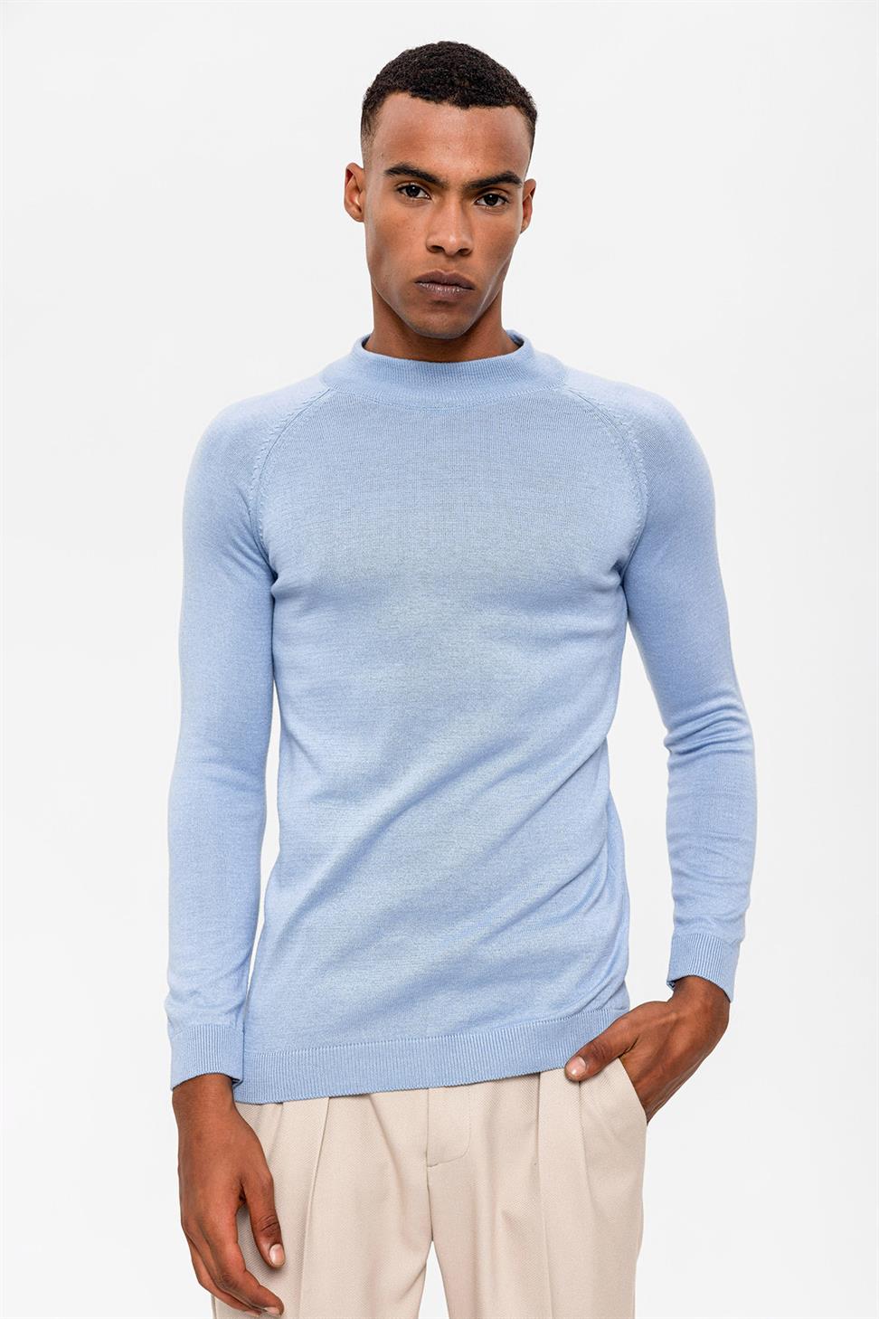 Antioch Bebe Mavi Yarım Boğazlı Erkek Triko