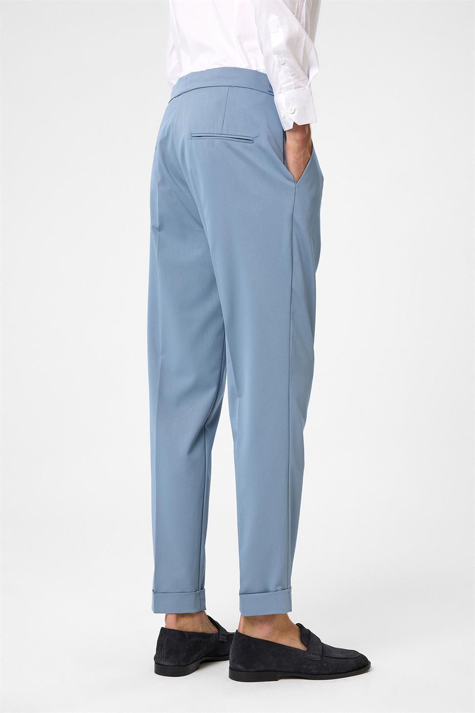 Antioch Bebe Mavi Yüksek Bel Toka Kapama Pileli Erkek Pantolon