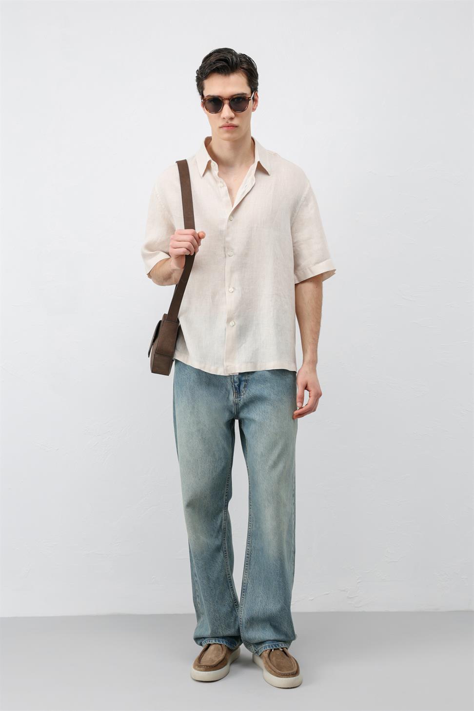 100% Linen Relaxed Mens Shirt