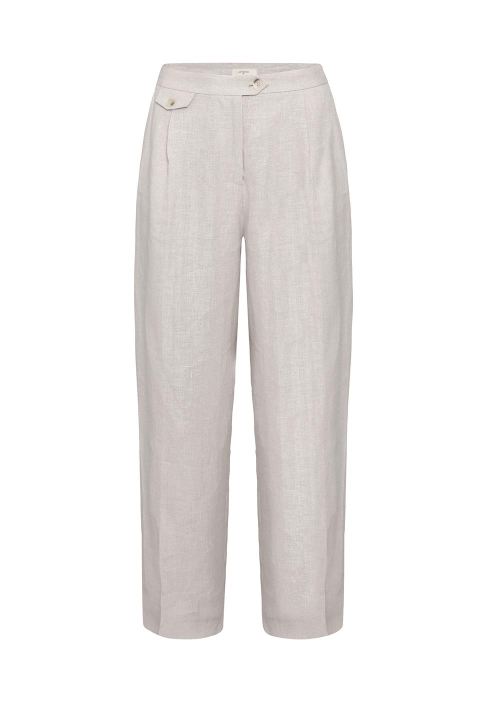 100% Linen High-Waisted Pleated Womens Pants