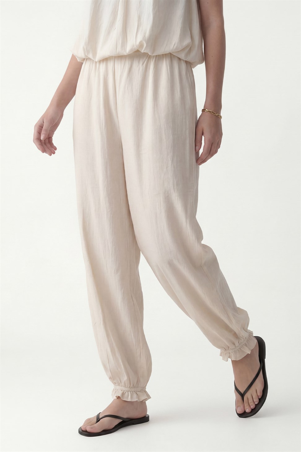Antioch Bej 100% Lyocell Bluz Pantolon Takım