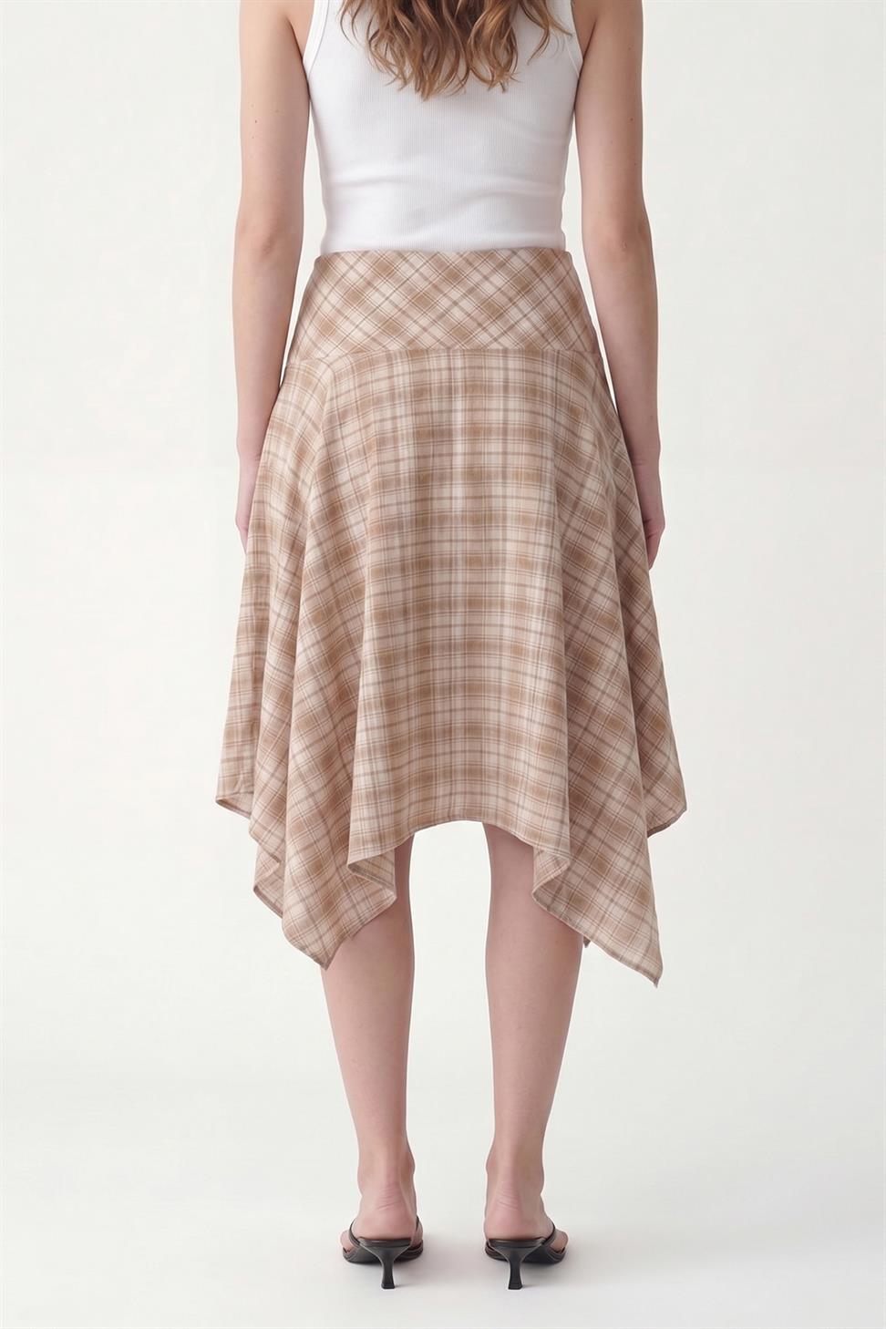 Womens Asymmetrical Plaid Skirt
