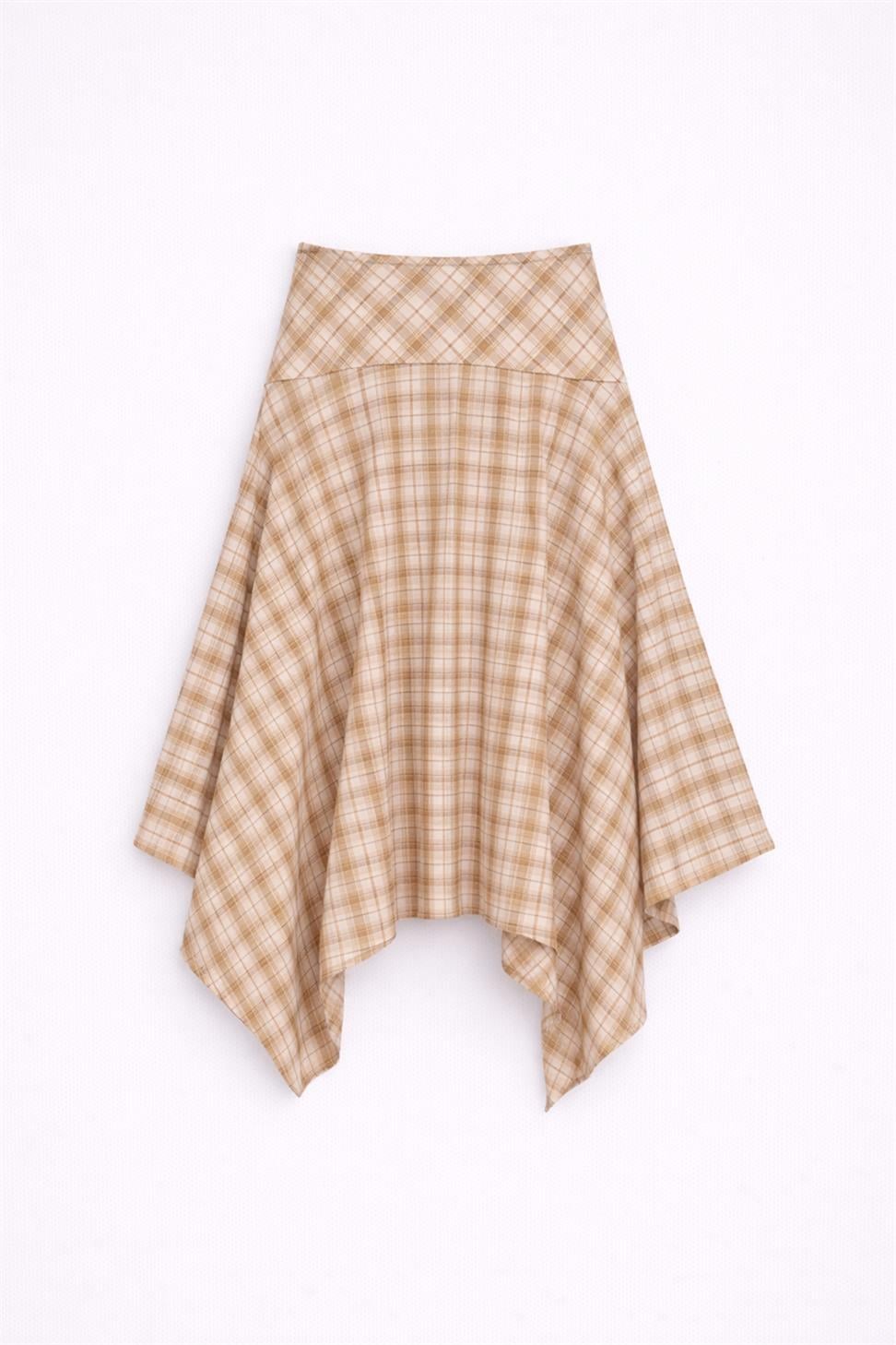 Womens Asymmetrical Plaid Skirt