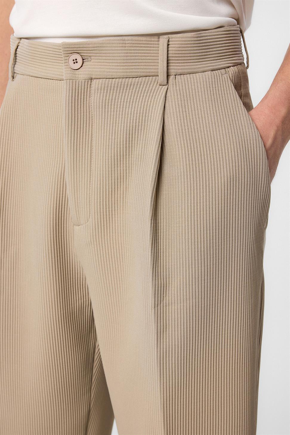 Antioch Bej Baggy Fitilli Erkek Pantolon