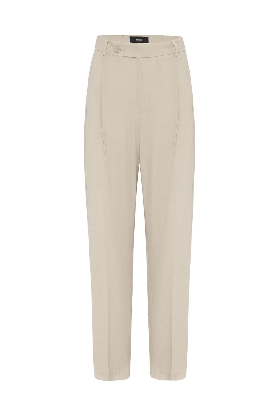 Antioch Bej Baggy Yüksek Bel Erkek Kumaş Pantolon