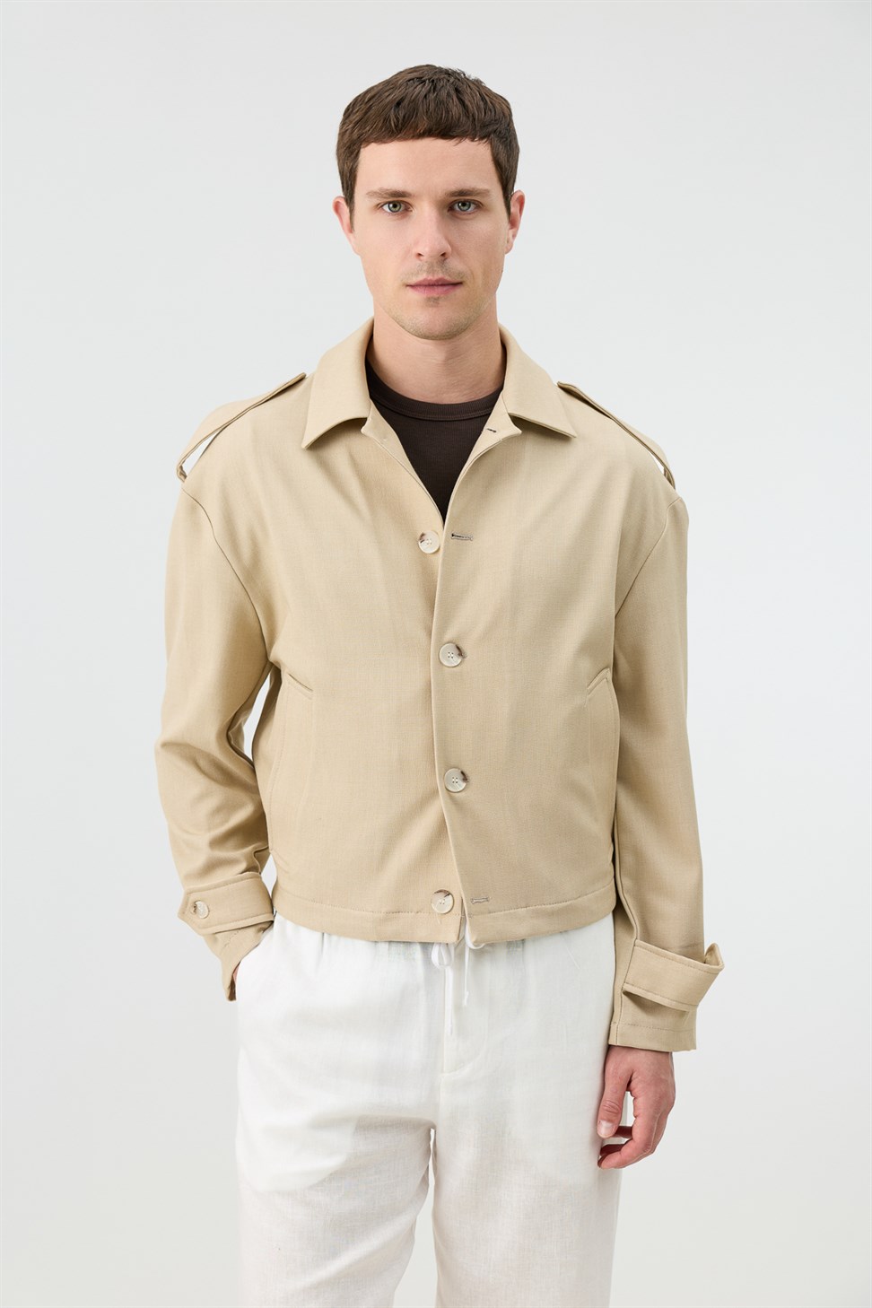 Antioch Bej Boxy Fit Erkek Mont
