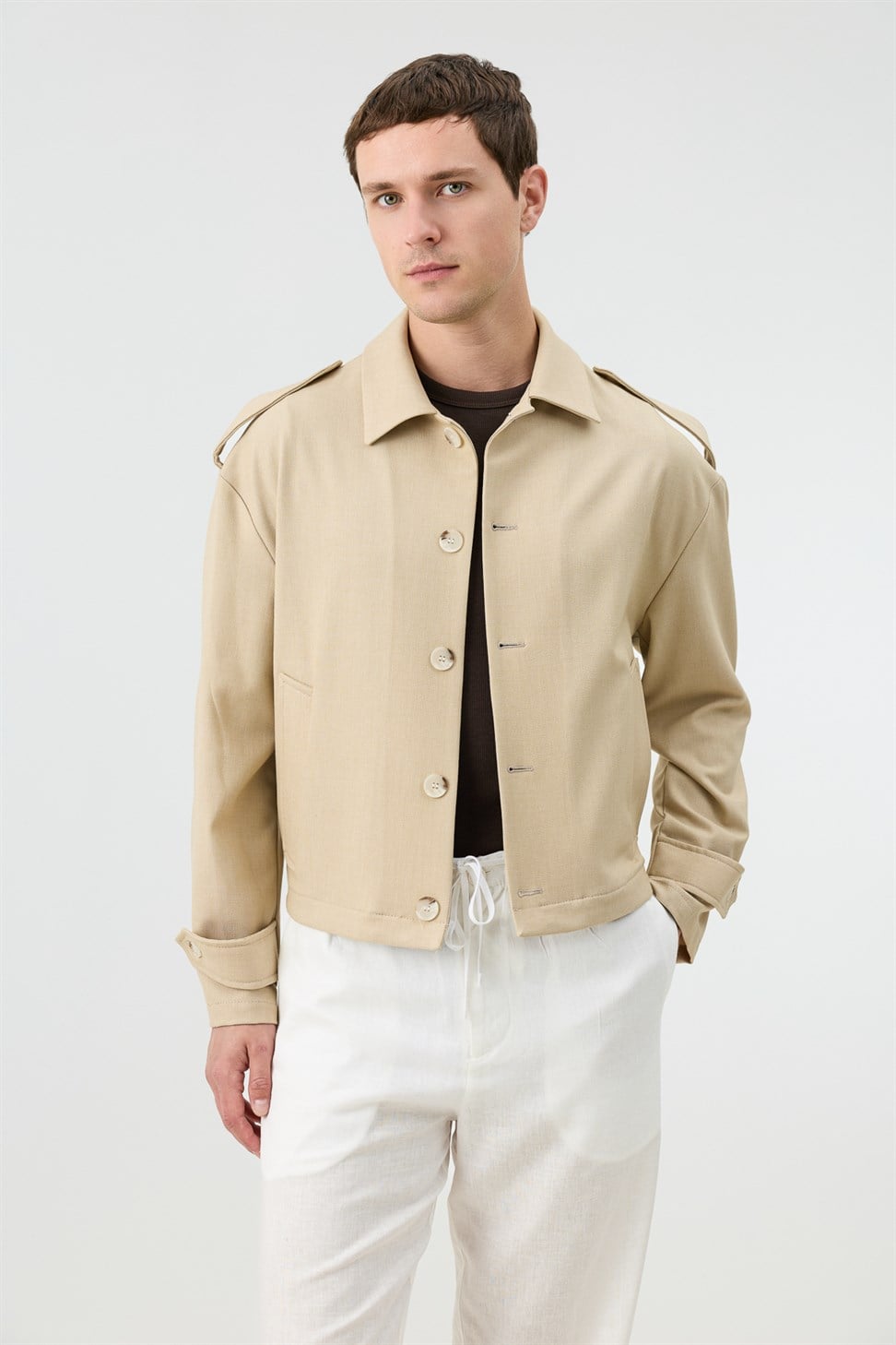 Antioch Bej Boxy Fit Erkek Mont