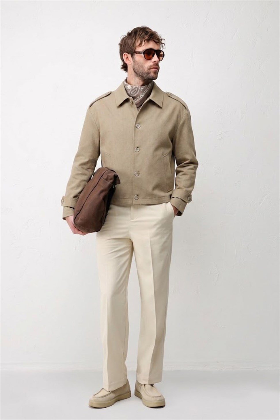 Antioch Bej Boxy Fit Erkek Mont