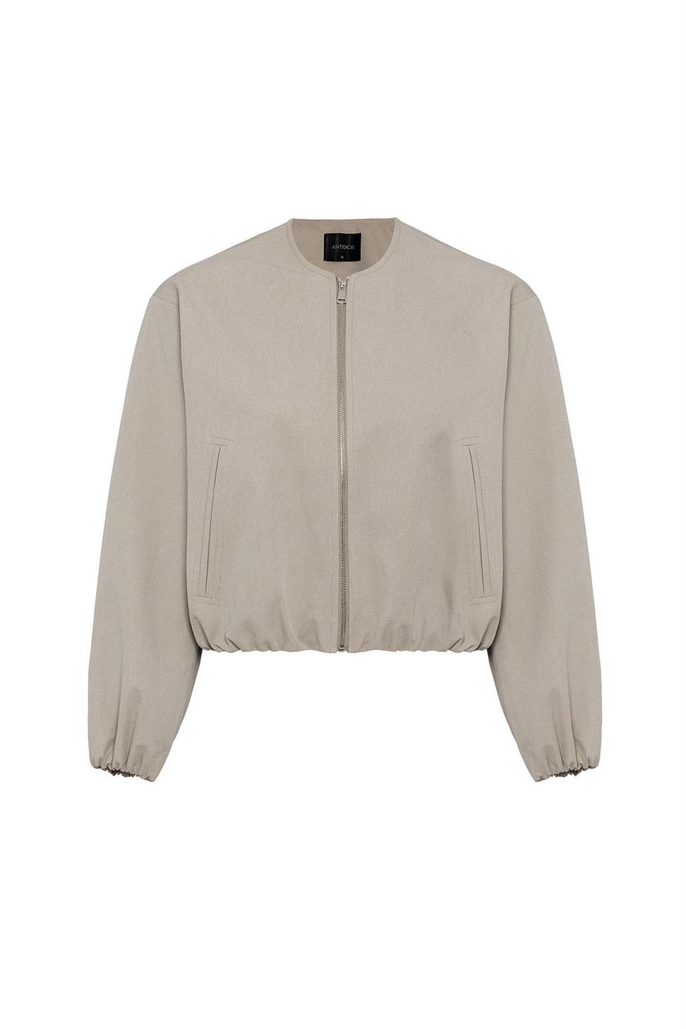 Antioch Bej Crop Kadın Bomber Mont