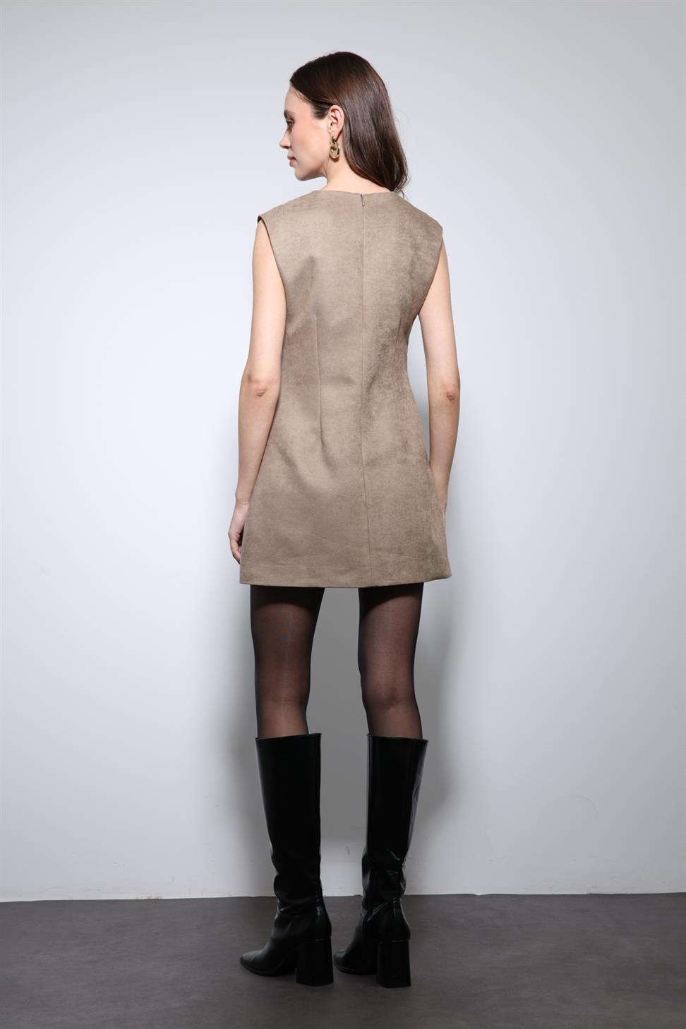 Antioch Bej Dekolteli Kısa Elbise